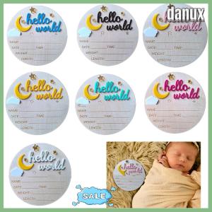 danux Wooden Hello World Newborn Sign Cute Birth Announcement Board Baby Announcement