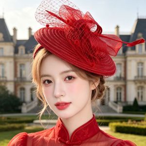 ZHITTY Elegant Mesh Bow Headband Exquisite French Vintage Fascinator Hat Top Hat Formal Hat Kentucky Hat Lady