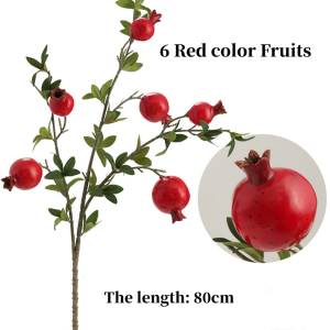6 Fruits Simulation Artificial Pomegranate Tree Branch For Living Room Furnishings Floral CNY Decoration DIY Festival Ceremony