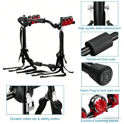 Bicycle rack 3-Bikes trunk rack Quick installation rack Storage rack Car rack