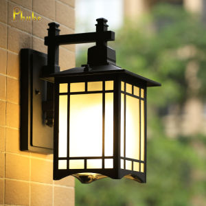 Phube Lighting Outdoor Wall Light Fixtures Exterior Waterproof Wall Lanterns Porch Sconces Lighting with E27 Sockets & Glass Shades Modern Matte Black Outside Lights for Patio Front Door Entryway Garage