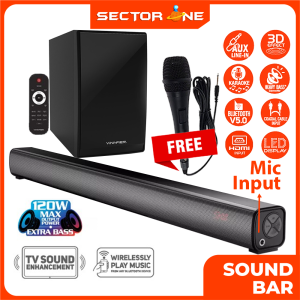 VINNFIER Hyperbar 303 M KTV Wireless Bluetooth Soundbar with Bass Subwoofer for Karaoke 3D Stereo Sound HDMI ARC Optical