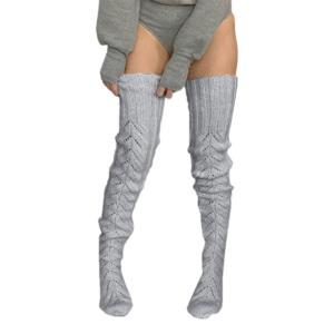 Fashionable Over Knee Long Tube Socks for Women Hollowed Mesh Pattern Knitted Thigh High Stockings Lounge Leg Warmers