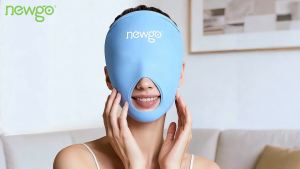 NEWGO Ice Face Mask & Cooling Eye Mask for Puffy Eyes – Reusable Gel Hot/Cold Therapy with Thick Gel Pad in Forehead & Eye Zones for Migraine Relief Post-Surgery Swelling Allergy Headaches