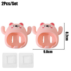Yespery 2 cái dễ thương gấu giá để bàn chải đánh răng tường móc treo phòng tắm kệ lưu trữ đồ trang sức giá treo