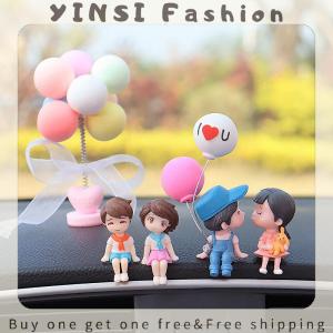 YINSI Car Accessories Cute Cartoon Couple Movable Doll Balloon Ornaments Car Cute Kissing Couple Doll Car Decoration Balloon Ornaments