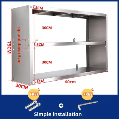 304 stainless steel wall mounted kitchen storage cabinet hanging storage shelf