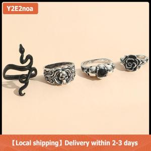 【Local shipping】 1Set Fashion Creative Punk Poker Joker Rings For Men Retro Personality Goth Skeleton Couple Rings Jewelry Accessories Gifts