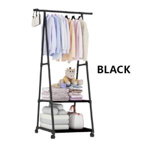 Rak Baju Metal Triangle Clothes Rack With Wheel Garment Hanging Organizer 韩式三角挂衣架