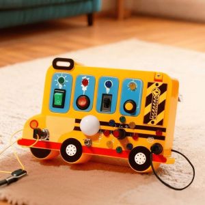 RANG With Lights Switches LED Car Switch Toy Realistic Engine Sounds Sensory Play Interactive School Bus Learning Toy Portable Early Education Childrens Educational Toys For Children 18 Months and Up