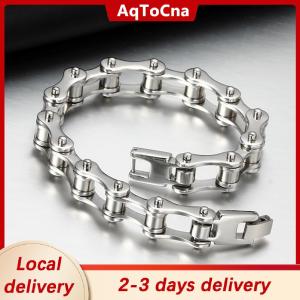 [COD] AqToCna Ship within 24 hours Punk Stainless Steel Bracelet Men Biker Bicycle Motorcycle Chain Bracelets 8.5
