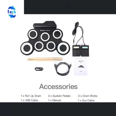 Portable Usb Electronic Drum Kit Roll-up Drum Practice Pad for Adults and Boys and Girls Suitable for Home and Travel