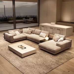 Genuine Leather Sofa U-Shaped Corner Combination Simple Modern Genuine Leather Sofa Large Small Apartment Living Room