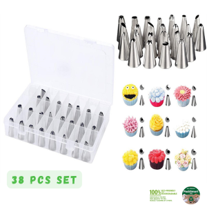38pcs Set Cake Icing Piping Nozzles Russian Tips Rose Flower Stainless Steel Pastry - PackSmart PH