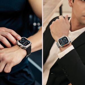 Amizee Metal Case Compatible with Watch Ultra 3/2/1 49mm Case with Back Cover Rugged Bumper Cover for iWatch Ultra 49mm Titanium
