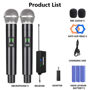 2 Pcs Mic Wireless Mikrofon Nirkabel isi Ulang Murah Karaoke Profesional Microphone Karaoke
