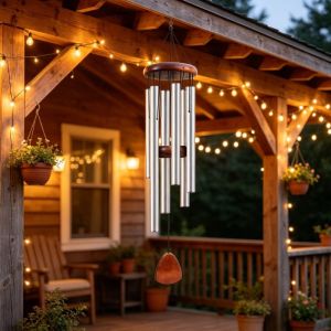 Wind Chimes Aluminum Tubes Wooden Tag Outdoor Hanging Decor Rustic Farmhouse Patio Garden Balcony Gift
