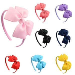 YUDESHUI Solid Color Satin Boutique Tiara Ribbon Headbands Headwear Hair Hoop Kids Hair Accessories Bow Hairband