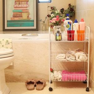 SKY E-COMMERCE CO.Ltd COD 3-Layer Multifunctional Detachable Household Trolley Storage Rack Metal Material Pulley Trolley