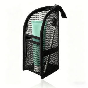 Self Standing Toiletry Bag Travel Wash Organizer Waterproof Mesh Storage Beg Toiletries Berdiri Mudah Alih
