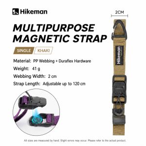 Magnetic Tie Strap Adjustable Luggage Binding Belt 120cm PP Webbing Gear Strap for Camping Travel Outdoor Hiking