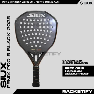 SIUX Fenix PRO 5 BLACK 2025 by Leo Augsburger 100% Original / Racket Padel Siux Fenix Pro Black by Leo Augsburger 2025