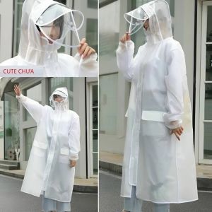 Áo mưa măng tô trong suốt cao cấp có kính chắn – thiết kế thời trang che phủ toàn thân tiện dụng