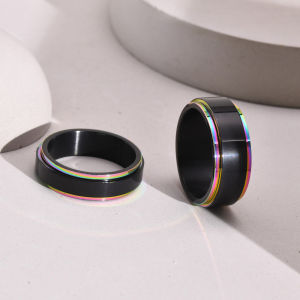 Kemstone Rotatable Stainless Steel Male 6MM 8MM Spinner Ring Jewelry Gift