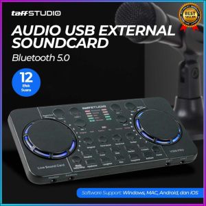 COD TaffSTUDIO Audio Bluetooth USB External Soundcard Live Microphone - V300 Pro / soundcard tombol kontrol multiguna buat komputer laptop smartphone hp bluetooth murah terbaru 12 Jenis Efek Suara baterai isi ulang youtuber vlog live streaming tren viral