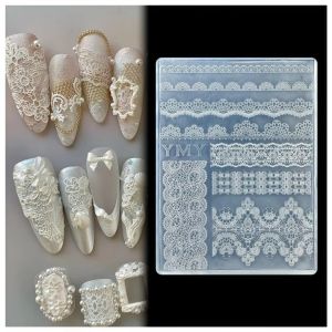 INNICE Reusable Nail Art Molds Transparent Rose Pattern 3D Nail Molds Elegant Hollow Design Nail Stamping Plates DIY Nail Art