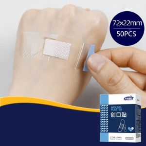 120pcs Transparent Waterproof Band Aid PU Anti-Bacteria Transparent Adhesive Plaster Curved Patches Anti Wear Band Aid Adhesive Strips Sports Kit