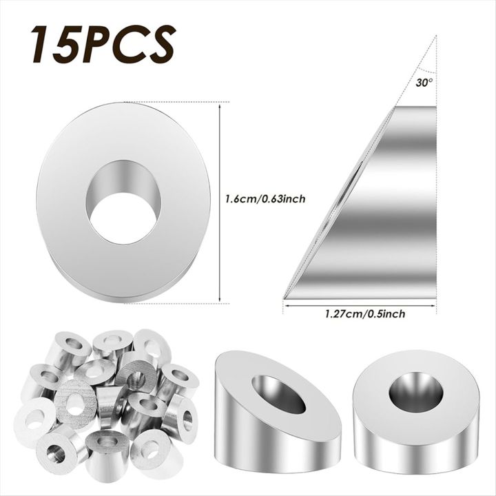 15 Pcs Angle Beveled Washer, 1/4inch ID Stainless Steel 30 Degree Angle ...