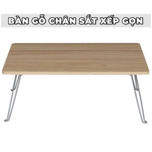 FREESHIP - Bàn Gỗ Chân Sắt Gấp Gọn Cho Học Sinh Sinh Viên
