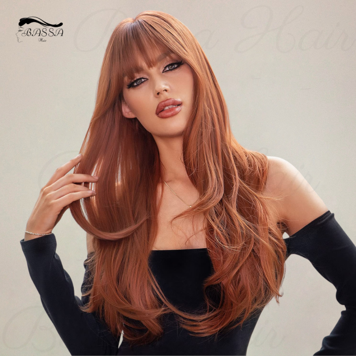 Dark Brown Hair Synthetic Wigs With Blonde Highlights For Women Heat  Resistant
