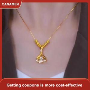 【CANAMEK 】 New Fashion Ginkgo Leaf Pendant Necklace For Women Simple Zircon Choker For Women Jewelry Gifts