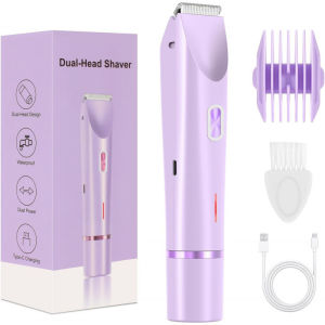GetGadget⚙ 2 in 1 Women Electric Shaver waterproof Full Body Face Leg Bikini Underarm Arm Beard Double Head hair trimmer epilator