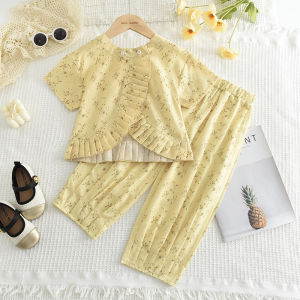 Bear Leader Summer Baby Girls Clothing Sets New Floral Print Short Sleeve FoldT-shirt and Pleated Pants 2 Pieces Suits Kids Outfits for Girls Clothes 3 to 7 Years Casual Wear