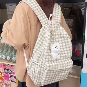 Student School Backpack Fashion Travel Bag Corduroy Lattice Backpack Large Capacity DaypacksHarajuku Backpack