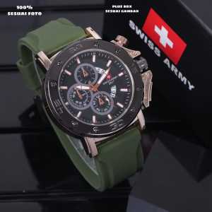 BISA COD//JAM TANGAN PRIA Swiss Army TERBARU-TALI RUBBER/KARET RING ROSE GOLD - FREE BOX - BEST SELLER!!!