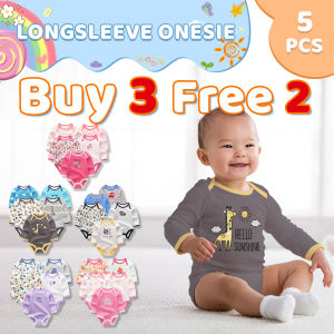 Buy3 Free2! BabyZoom Baby Longsleeve Onesie 5pcs Multi-Print and Plain Long Sleeve Bodysuit for Baby Random Design Baby Cartoon Long Sleeve Onesie Bodysuit Infant Newborn Babies Sleep Wear Romper Cotton Soft Comfortable Baby Ootd Cod 5pcs Free Shipping