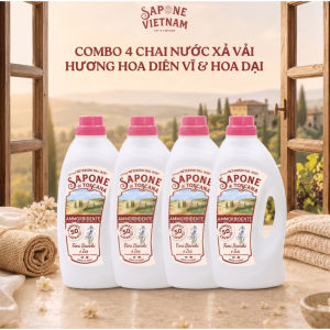 Combo 4 Chai Nước Xả Vải Sapone Hương Hoa Diên Vĩ & Hoa Dại - Thơm Lâu Mềm Mại Tinh Túy Ý