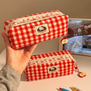 Túi đựng bút táo đỏ Hộp đựng bút chì mèo Kt dễ thương Túi lưu trữ Kawaii Túi đựng mỹ phẩm Học sinh Văn phòng phẩm Đồ dùng học tập Trở lại trường học