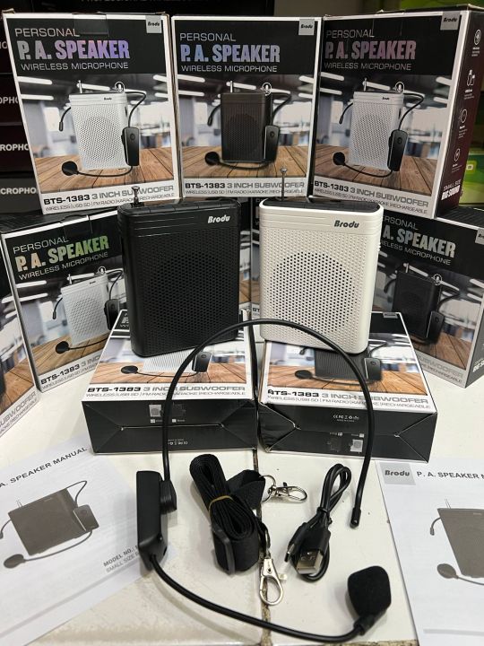Speaker Pinggang Bluetooth Brodu + Mic Wireless Suport FM/TF Card/USB