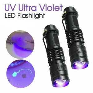 Outdoor Camping Mini UV UltraViolet Zoom LED Flashlight Blacklight Light Inspection Detector Light