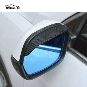 2 Pcs Carbon Fiber Texture Mirror Rain Visor Smoke Guard for Most Cars, Trucks and SUVs - Black