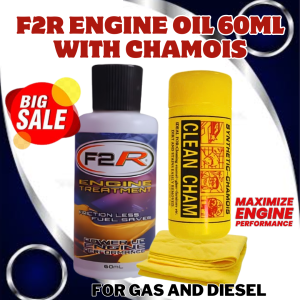 F2R ENGINE OIL TREATMENT 60ml with Clean Cham Synthetic Chamois Towel for Cars and Motors | Gas and Diesel - NMS
