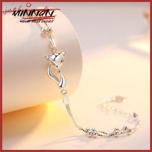 [minnan] สร้อยข้อมือสุนัขจิ้งจอกน่ารักมีสไตล์สีเงินสำหรับเด็กผู้หญิงเครื่องประดับแฟชั่นเครื่องประดับของขวัญ