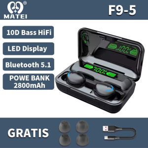 Matei Headset Bluetooth M19 TWS Wireless Earphones Bluetooth 5.1 In Ear HIFI Waterproof Sports Music Earbuds With Charging Box Full Bass Jernih