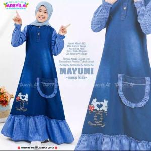 mayumi gamis anak lepis anak kids denim baju terbaru adem umur 7-14 tahun COD