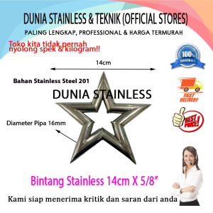 Bintang Stainless 14cm x 5/8" ornamen stainless